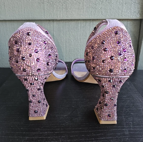 Valenti Franco Izetta-1 Purple Rhinestones Heel Dress Shoes Women's Size 9 - Picture 5 of 7